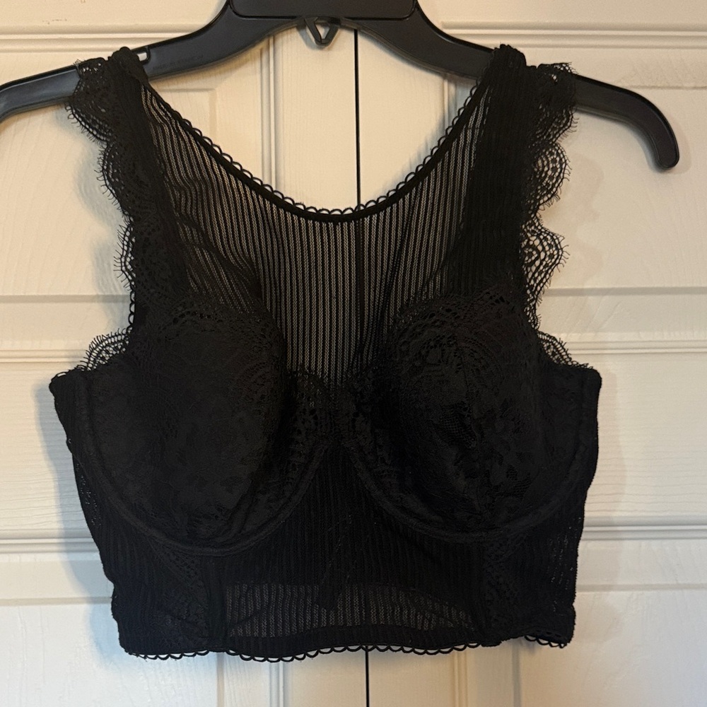 Victoria's Secret Black Lace Bustier Top 34DD